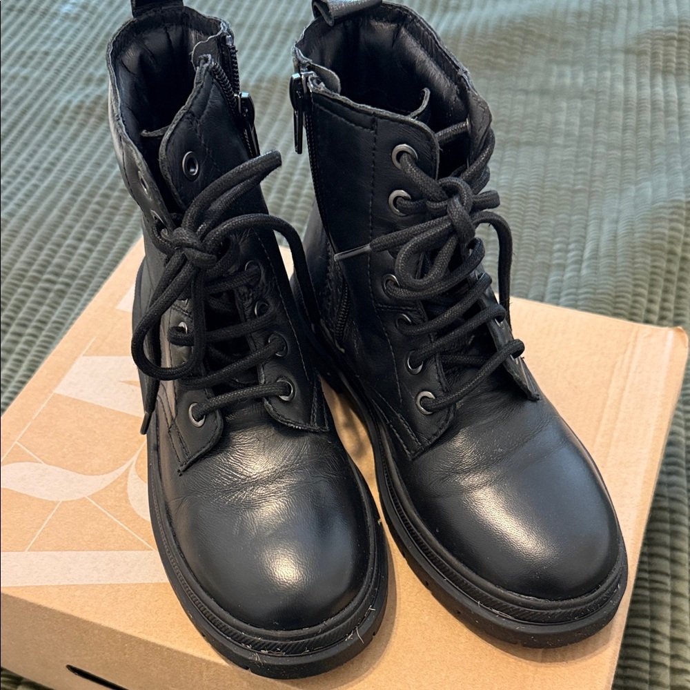 Black Lace-Up Combat Boots